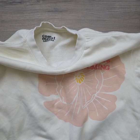 Com Meant Always Blooming Crewneck Fleece Pullover Sweater Women Sz M - Picture 5 of 9